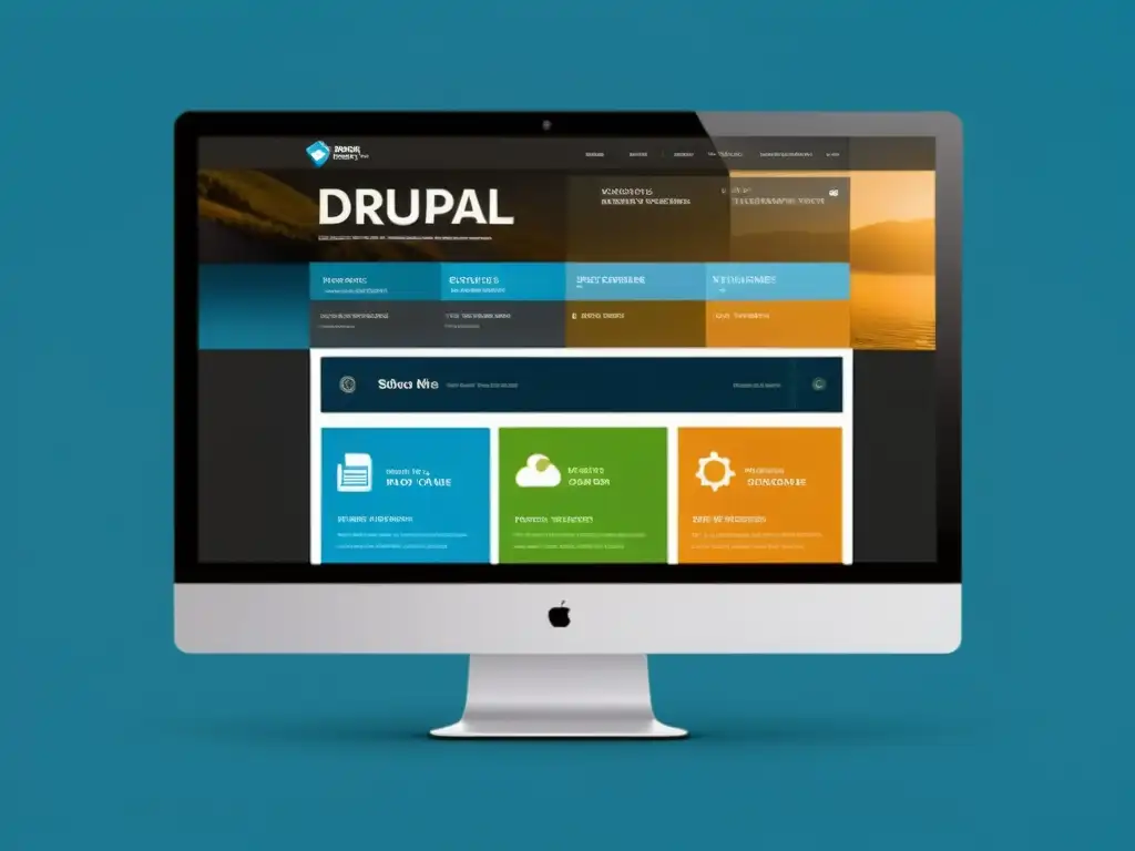 Interfaz web moderna y dinámica con características avanzadas del software Drupal, destacando una experiencia de usuario envolvente y escalable