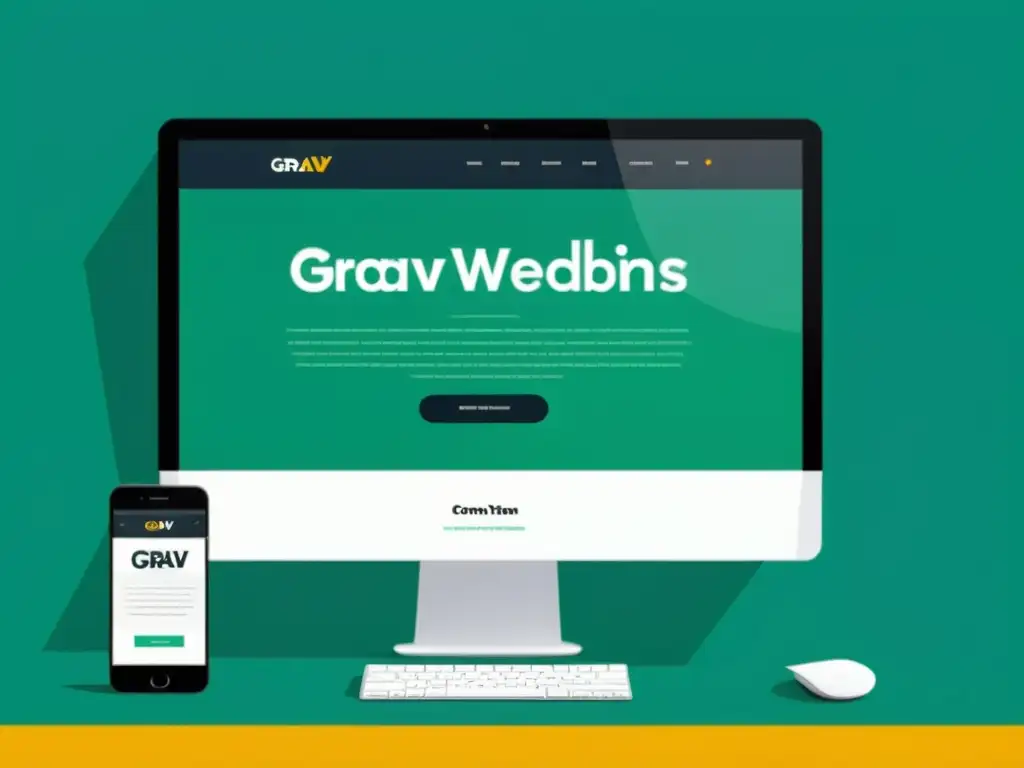 Una interfaz web moderna y elegante que muestra temas y complementos vibrantes y atractivos de Grav CMS