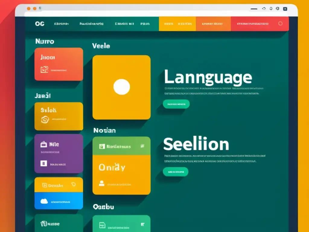 Interfaz web multilingüe moderna y vibrante con herramientas SEO código abierto multilingüe, accesible e inclusiva, conectada globalmente