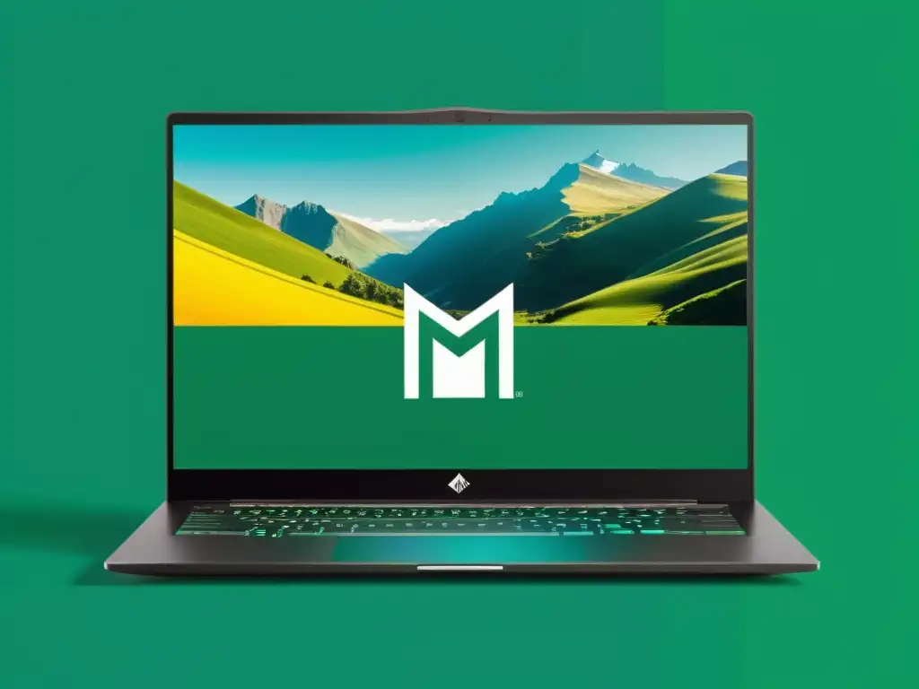 Una laptop moderna muestra el escritorio de Manjaro Linux, con diseño profesional y limpio, evocando productividad y creatividad con el software de código abierto Manjaro