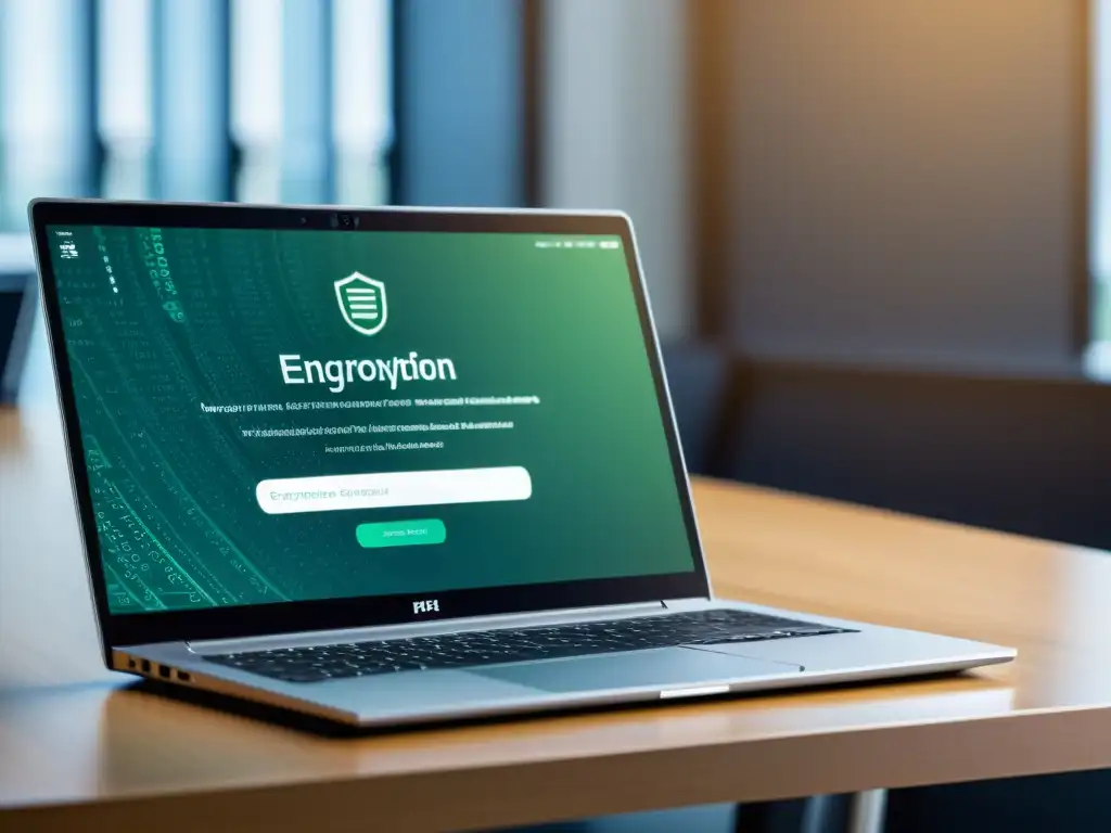 Una laptop moderna muestra la interfaz de herramientas de código abierto para cifrar datos
