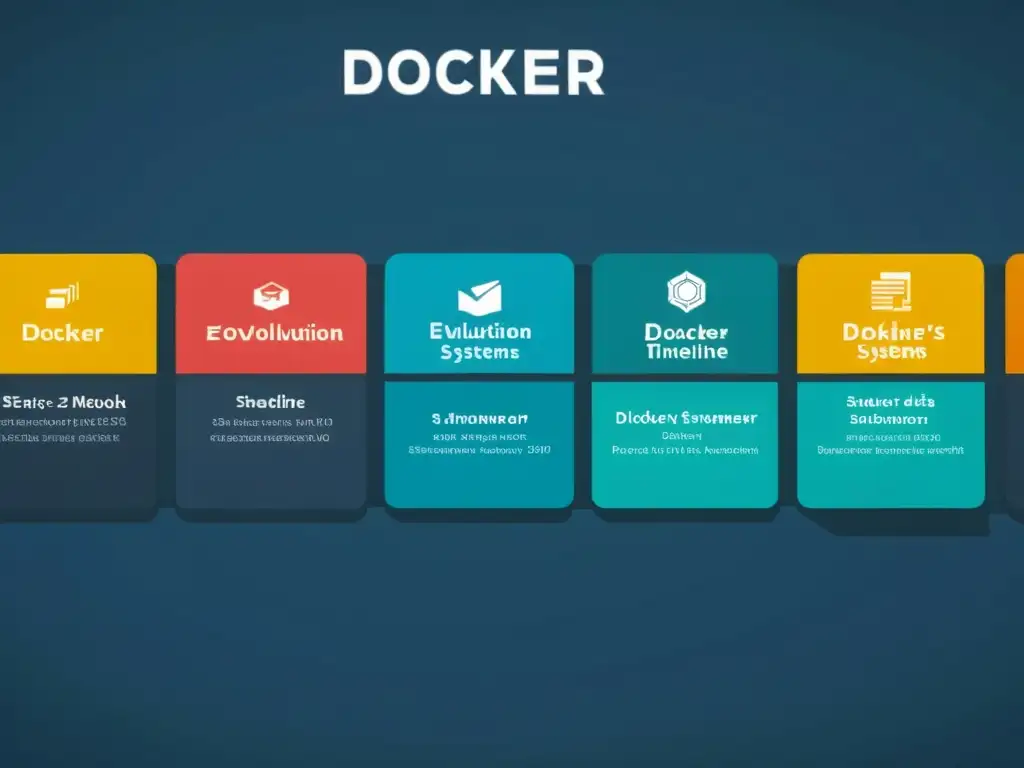 Una línea de tiempo detallada en 8k muestra la evolución de Docker en Unix