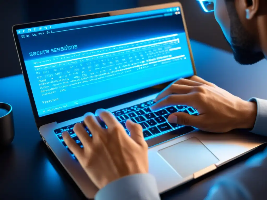 Desarrollo web seguro: Hands-on con HTTPS Manos de un desarrollador escribiendo código seguro en un teclado moderno