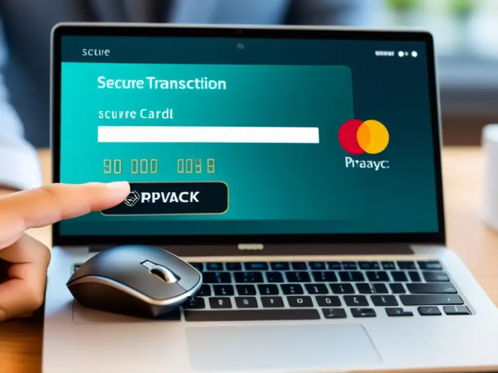 Manos seguras completando transacción en plataforma ecommerce de código abierto, garantizando privacidad del cliente