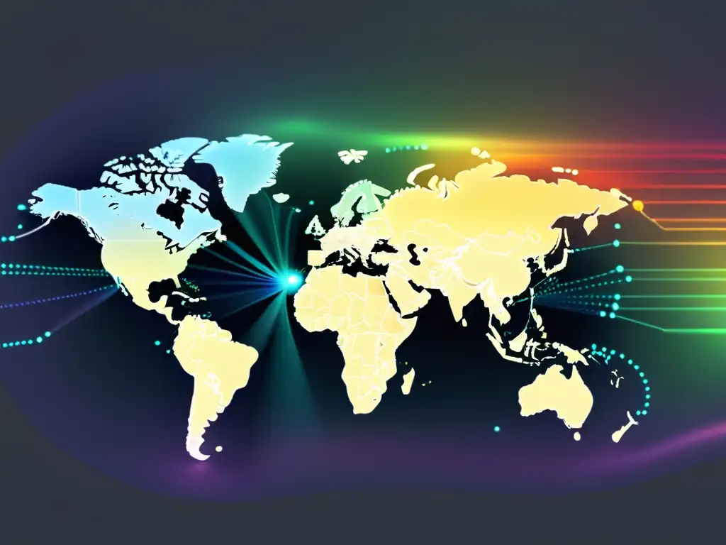 Mapa de tráfico de red ilustrado detalladamente mostrando un ataque DDoS a GitHub