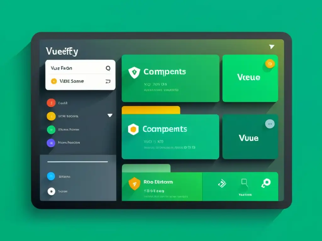 Mockup de interfaz moderna y elegante con componentes clave de Vuetify Mockup de interfaz estética con Vuetify para Vue