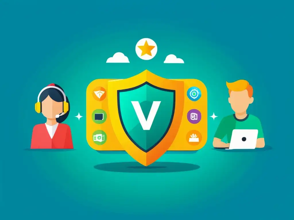 Interfaz VPN moderna y amigable para niños con ilustraciones lúdicas y colores vibrantes, ideal para 'Configurando VPNs Open Source seguras'