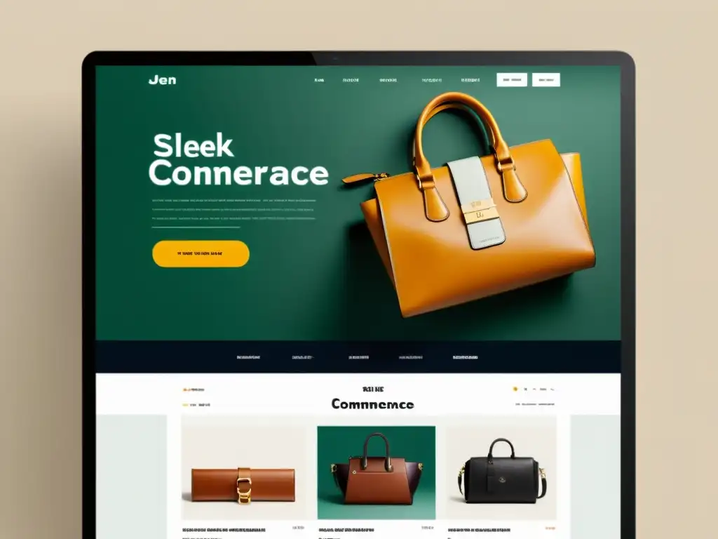 Captura la moderna interfaz de un sitio web de comercio electrónico con diseño minimalista y atractivas exhibiciones de productos