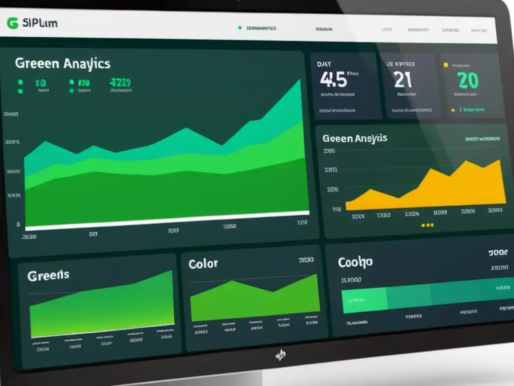 Una visualización moderna y sofisticada de analítica avanzada en Greenplum Database, con gráficos dinámicos y colores vibrantes