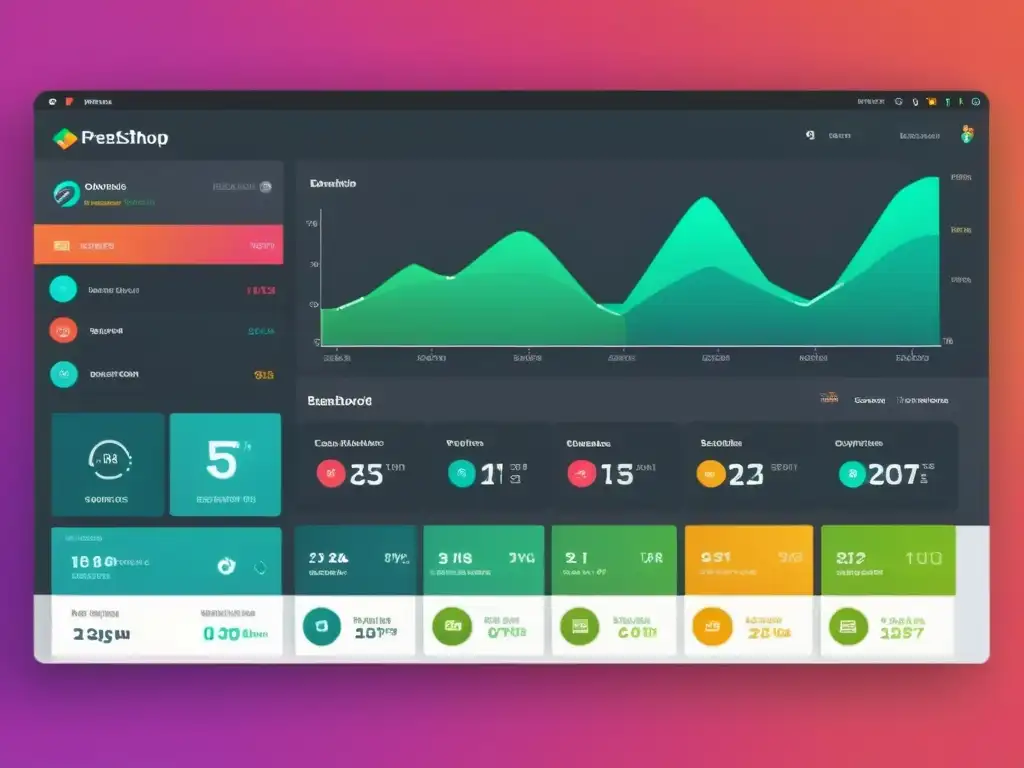 Un moderno y atractivo panel de control de PrestaShop con las mejores extensiones de código abierto, gráficos claros y colores vibrantes