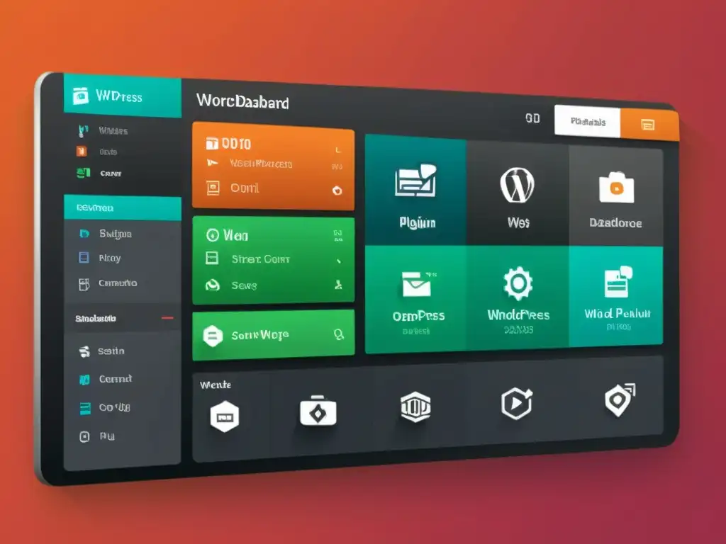 Un moderno y elegante panel de WordPress con plugins y widgets que transmiten productividad y eficiencia
