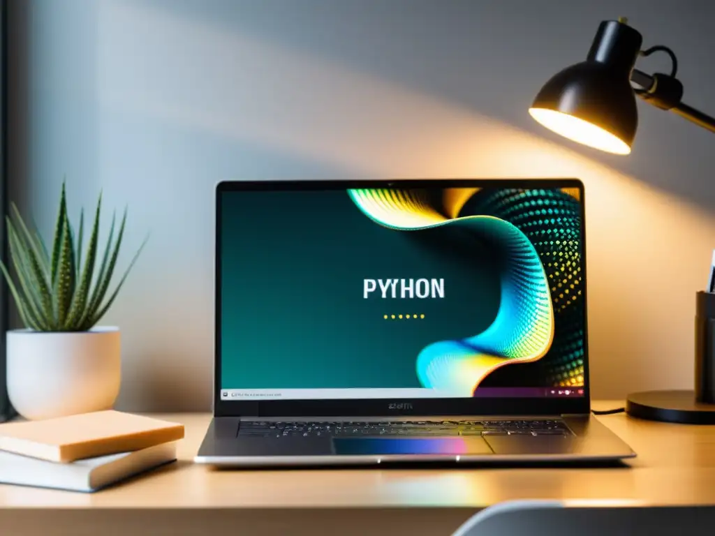 Un moderno laptop con editor de código abierto mostrando Python para un proyecto de machine learning