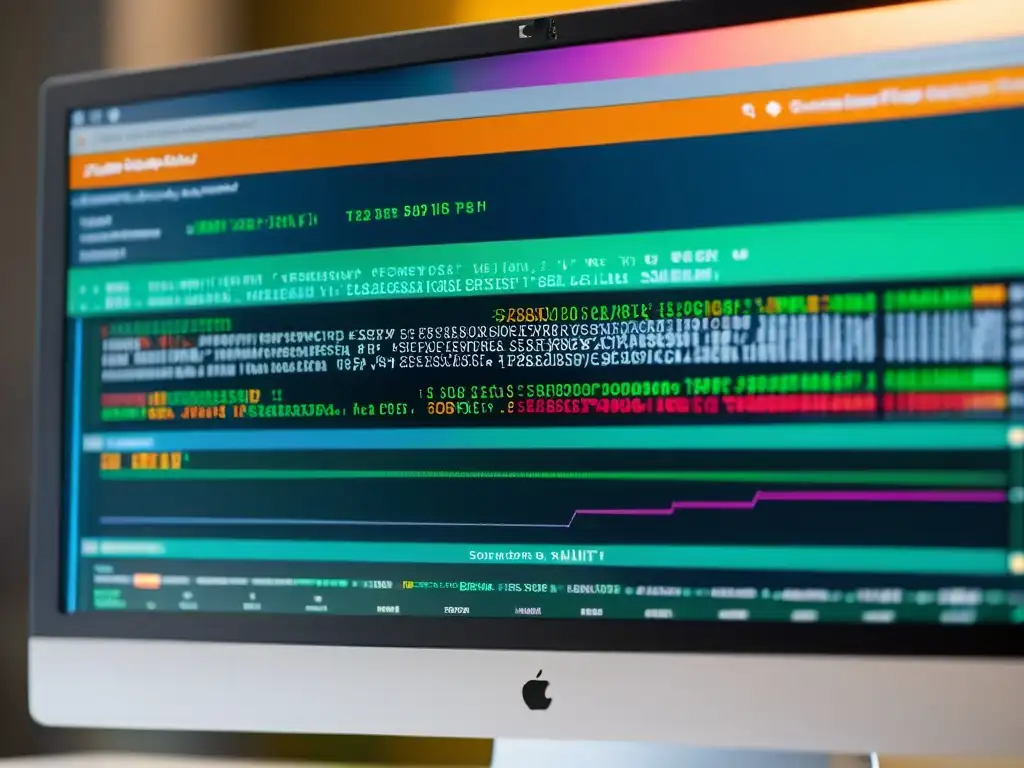 Monitor de computadora con herramientas open source diseño web como Selenium, JUnit y Jenkins, mostrando código y colores vibrantes