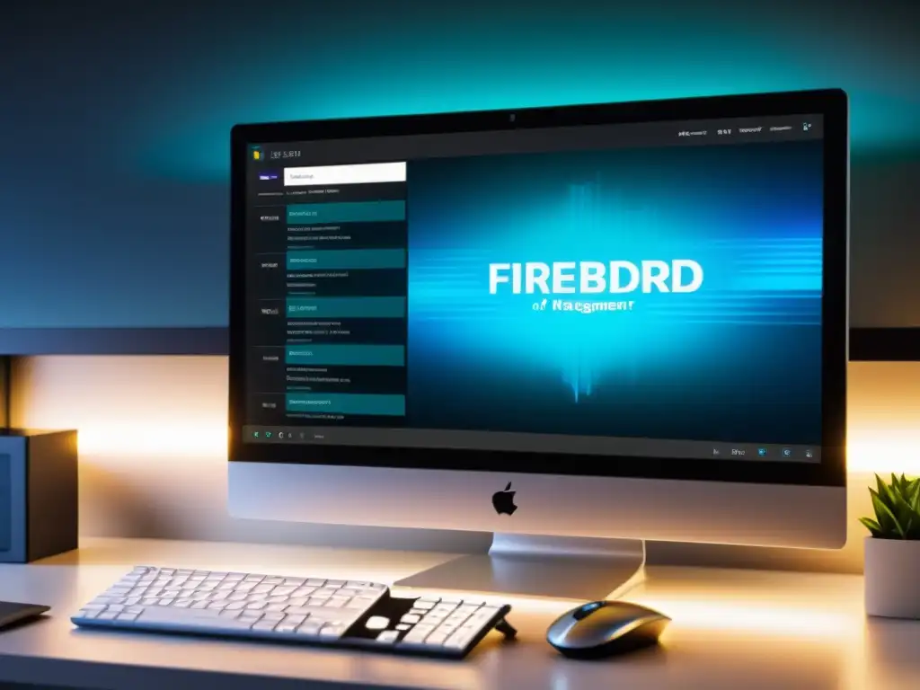 Un monitor de computadora muestra la interfaz elegante de Firebird SQL, con un ambiente profesional y las ventajas de utilizar Firebird SQL