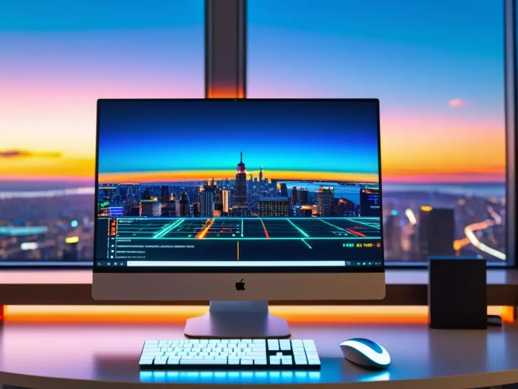 Monitor de computadora moderno muestra código abierto vibrante y resplandeciente