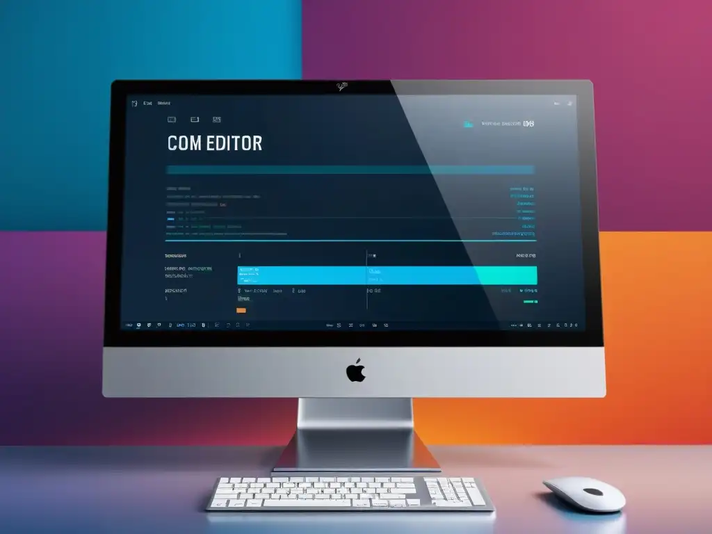 Monitor de computadora moderno con editor de código Brackets, ideal para diseño web en un ambiente contemporáneo y profesional