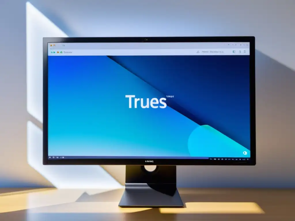 Monitor de alta definición mostrando la interfaz moderna y elegante del Sistema Operativo Unix TrueOS, ideal para profesionales y educación
