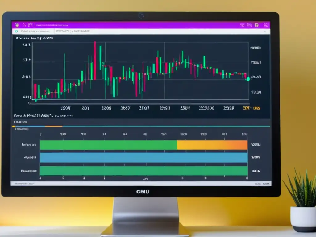 Un monitor moderno muestra un algoritmo de análisis predictivo en código colorido