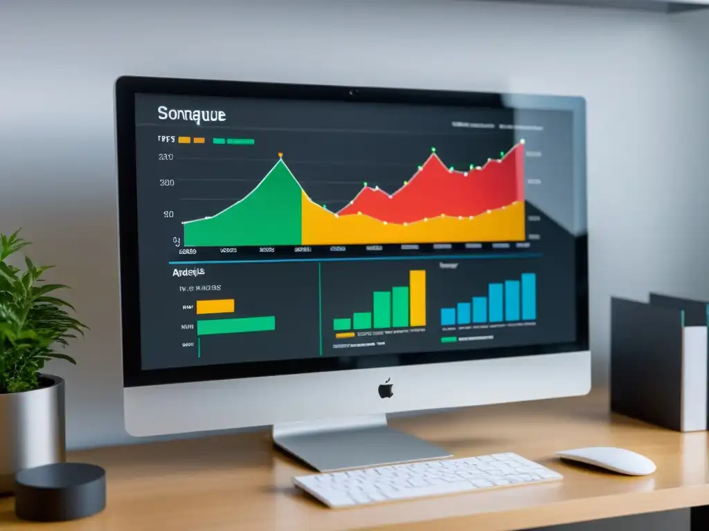 Monitor moderno muestra análisis estático código abierto proyectos con gráficos detallados y visualizaciones vibrantes