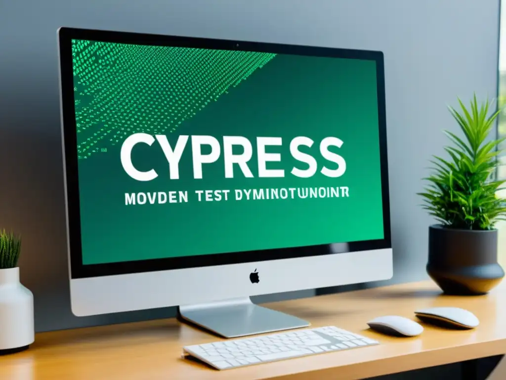 Un monitor moderno muestra un script detallado de Cypress