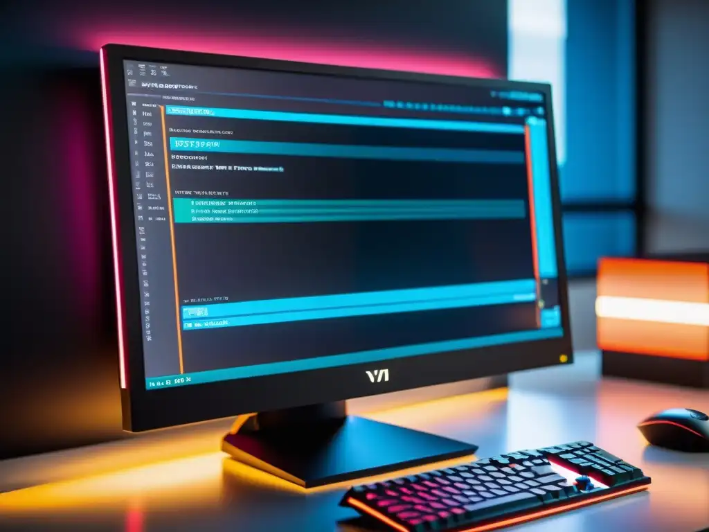 Un monitor moderno muestra un sofisticado entorno de desarrollo de juegos