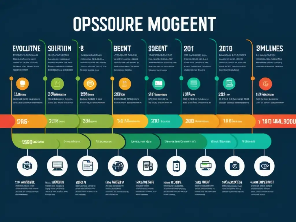 Nacimiento y evolución del movimiento open source plasmados en una ilustración detallada en 8k, vibrante y dinámica