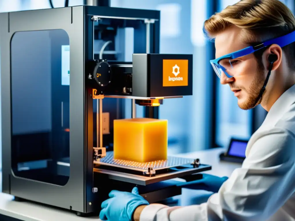 Operador con seguridad impresión 3D código abierto en espacio limpio y profesional