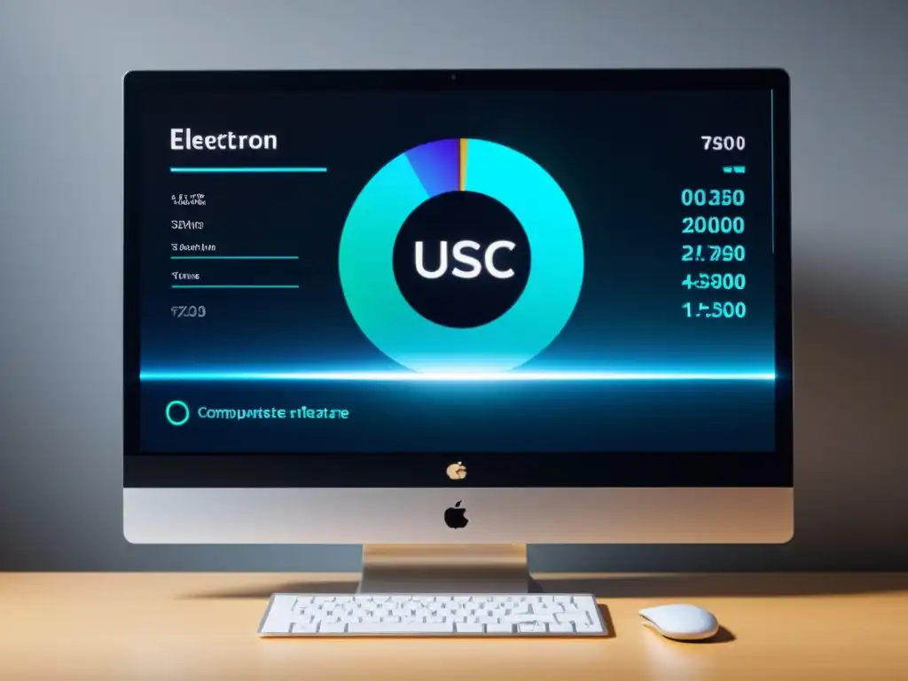 Un ordenador de escritorio moderno muestra una interfaz dinámica de aplicación Electron