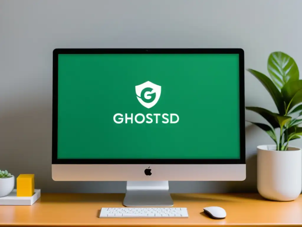 Un ordenador de escritorio con el proceso de instalación de GhostBSD en pantalla, mostrando un diseño amigable para usuarios, basado en FreeBSD