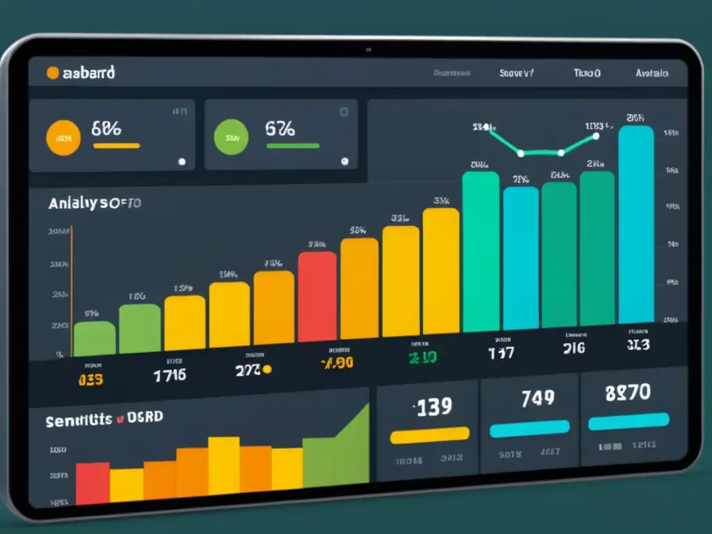 Panel de análisis de sentimientos con gráficos coloridos y herramientas open source, mostrando tendencias en tiempo real