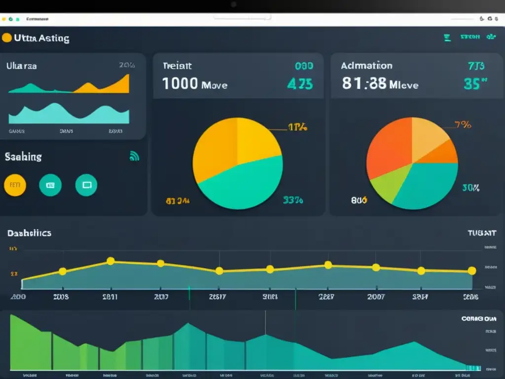 Un panel de control futurista con datos en tiempo real y visualizaciones detalladas