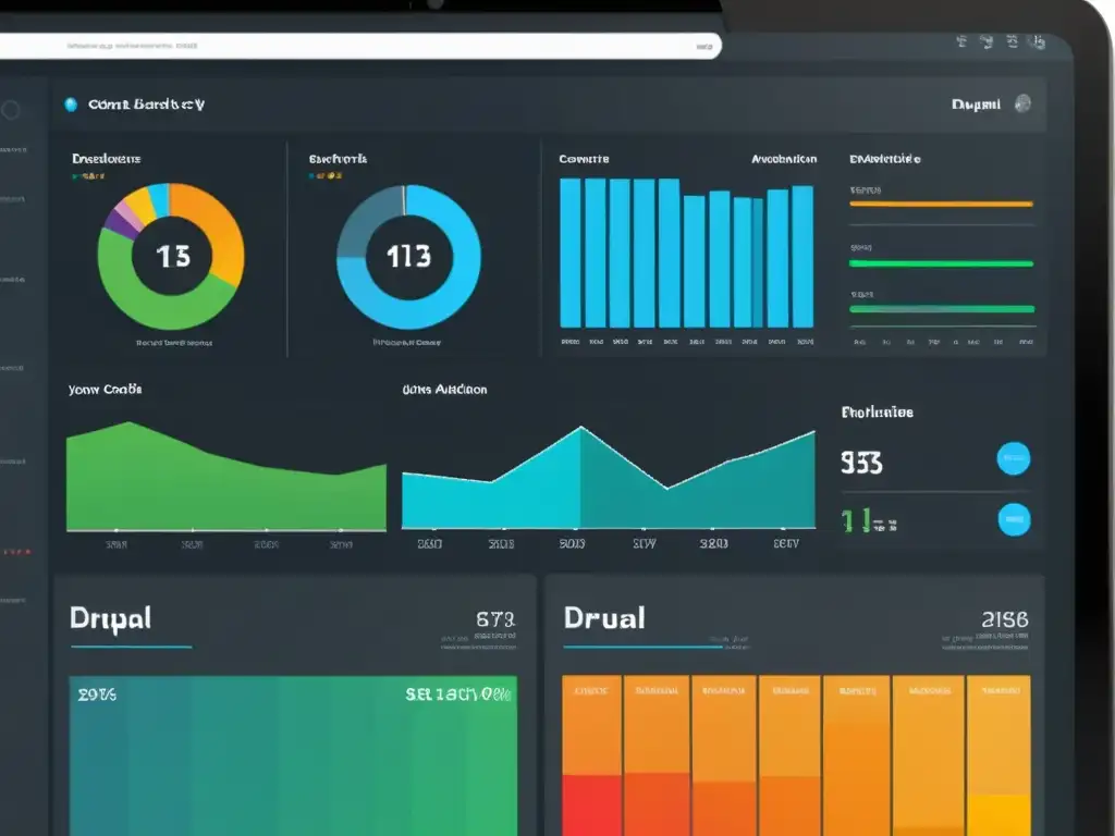 Panel de control moderno y elegante que muestra monitoreo en tiempo real y reportes en Drupal