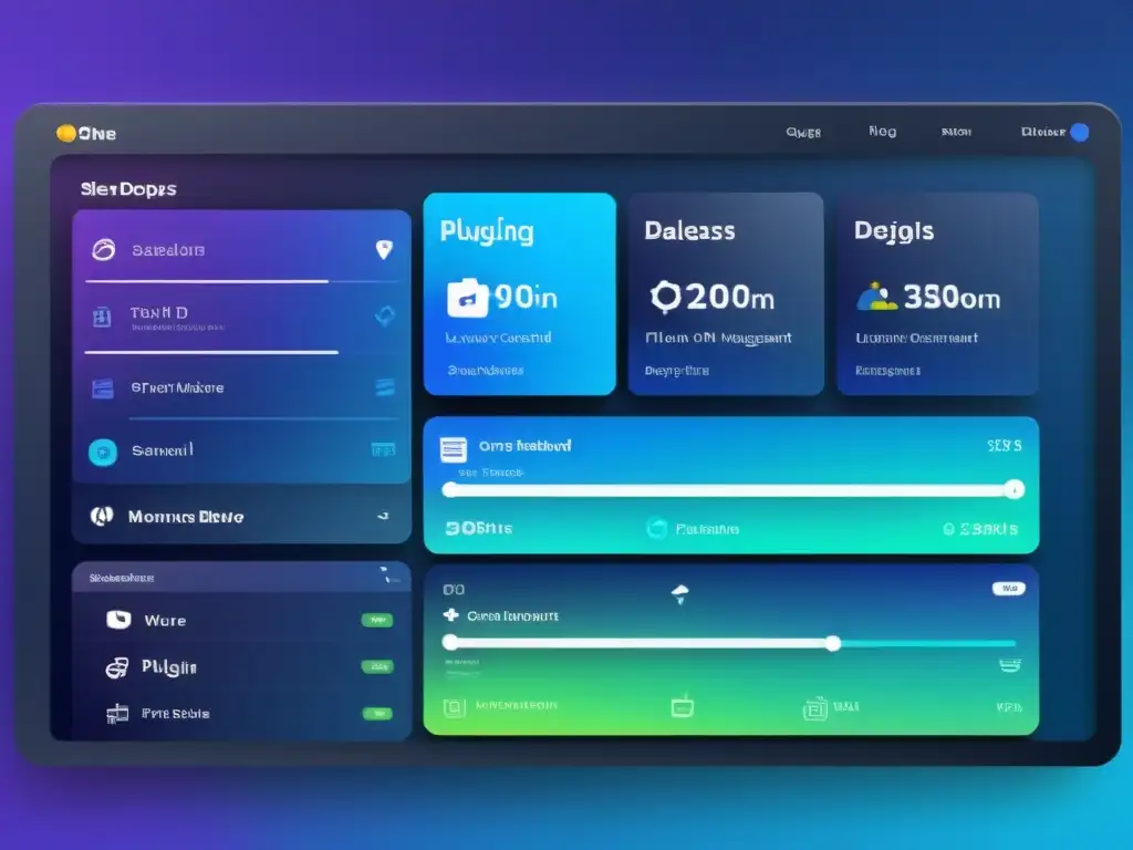 Panel de control moderno para gestión de logs en DevOps, con plugins personalizables en un diseño profesional y dinámico