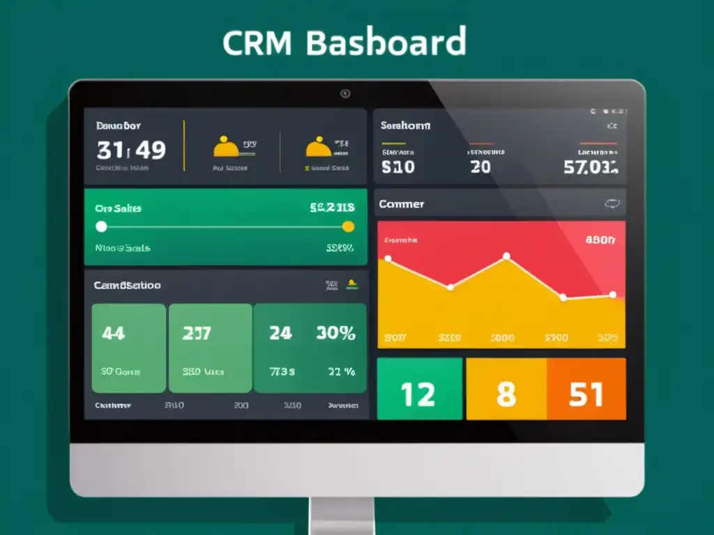 Panel de control moderno y minimalista de CRM con métricas de interacción del cliente