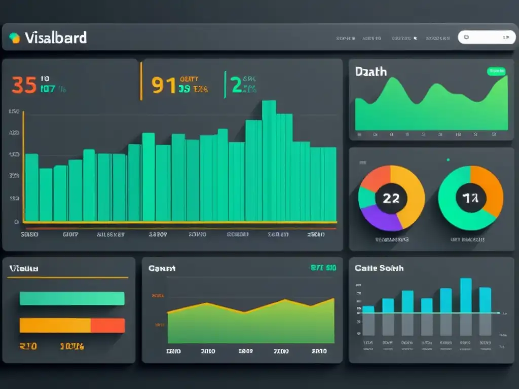 Un panel de control moderno y sofisticado con visualizaciones de datos dinámicas