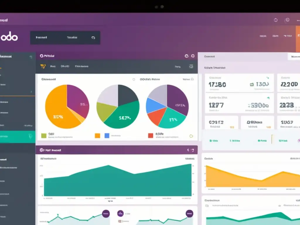 Un panel moderno y elegante muestra la integración de plataformas de marketing con Odoo