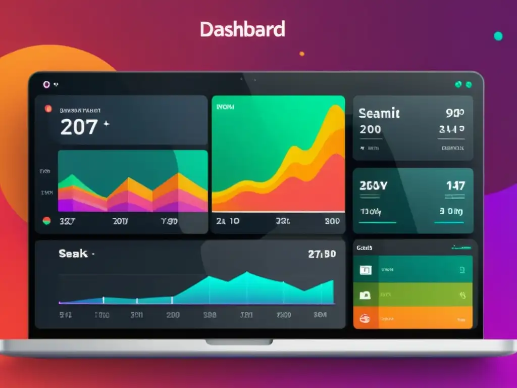 Un panel moderno y elegante que implementa Diseño Material Design en Proyectos React, con colores vibrantes y una visualización de datos intuitiva