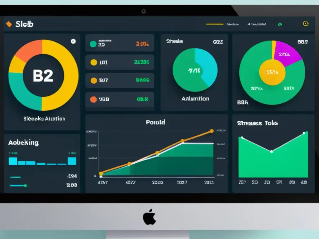 Panel de automatización de marketing B2B con software libre: interfaz moderna y profesional con visualizaciones de datos y gráficos avanzados