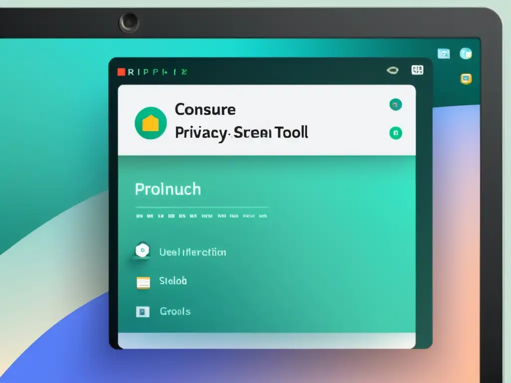 Una pantalla de computadora muestra la elegante interfaz de usuario de una herramienta de privacidad open source