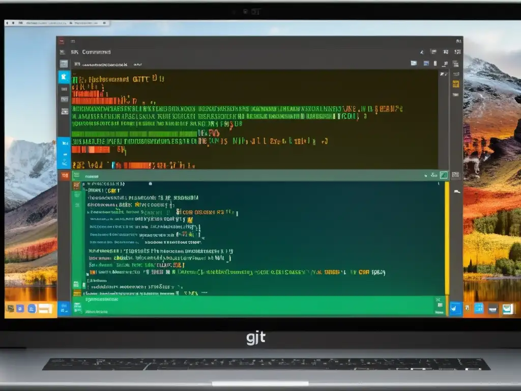 Una pantalla de computadora muestra la integración de Git hooks en un entorno de desarrollo colaborativo