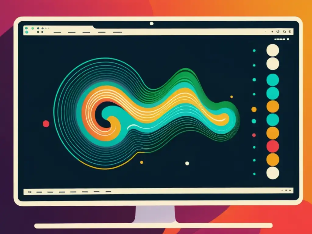 Una pantalla de ordenador muestra una sorprendente y detallada imagen generada con NodeBox