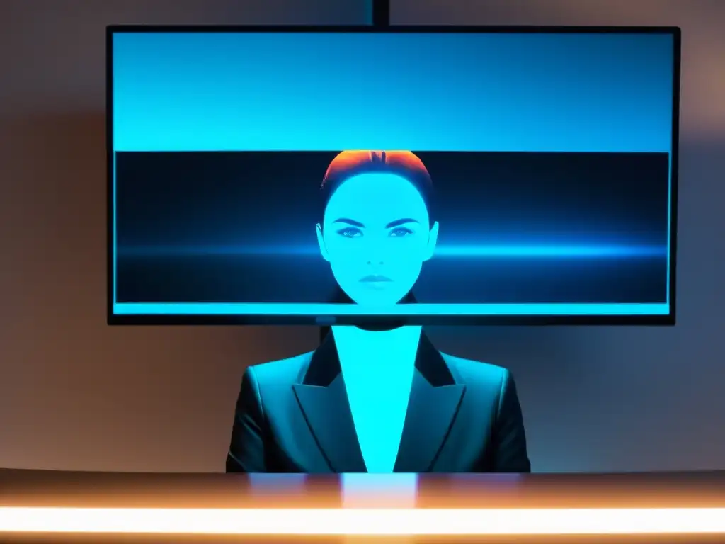 Persona en escritorio moderno, iluminada por pantalla de Replicant OS