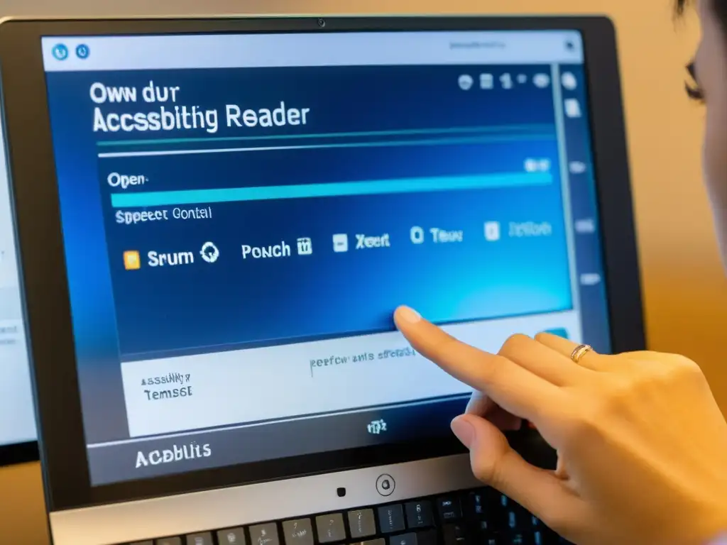 Persona usando un lector de pantalla en Linux, destacando la accesibilidad para discapacitados