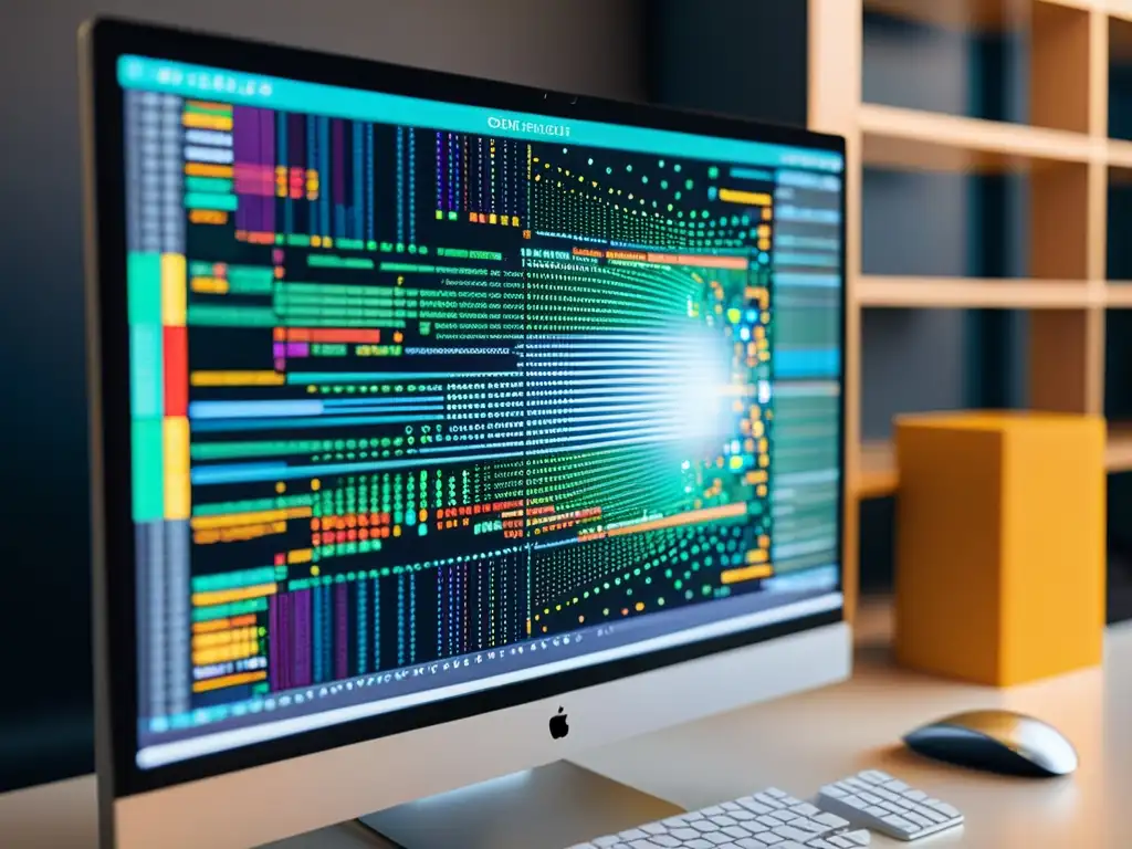 Una poderosa integración de herramientas de visión por computadora de código abierto, con líneas de código y visualizaciones en un monitor moderno