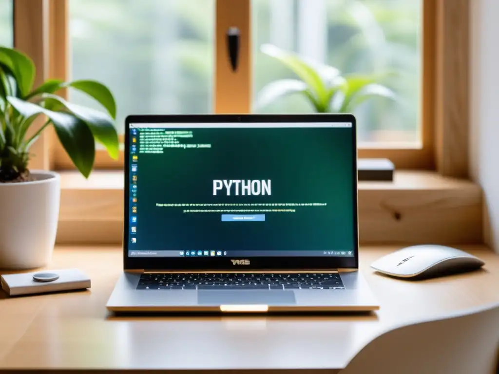 Un portátil moderno con código Python abierto, ideal para principiantes