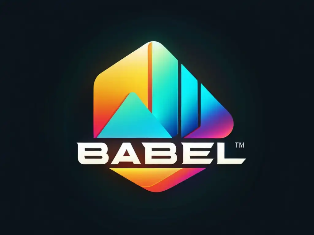 Un primer plano detallado del logotipo de Babel, con líneas futuristas y una paleta de colores vibrante