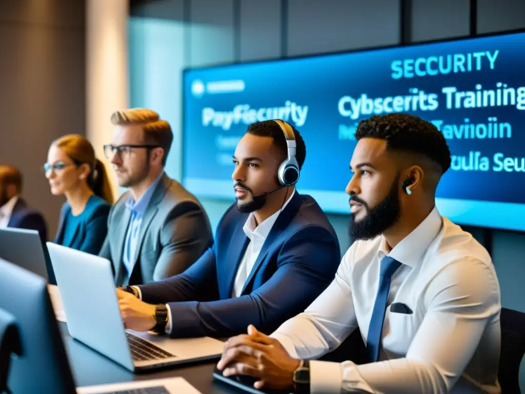 Cybersecurity Training: Profesionales en Acción Profesionales participando en capacitación de ciberseguridad, reflejando la cultura de la seguridad y las mejores prácticas seguridad Linux