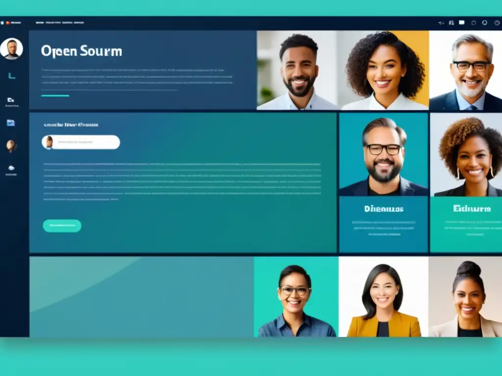 Profesionales y educadores participan en discusión abierta en foro moderno, reflejando colaboración en crear foros de discusión open source