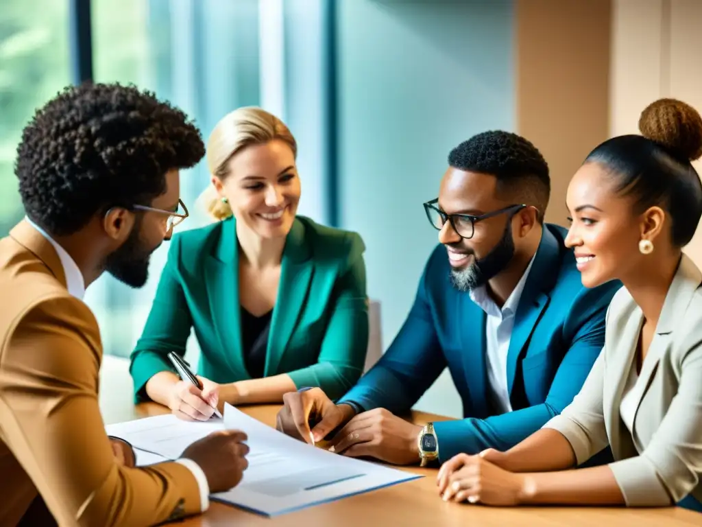 Profesionales colaboran alrededor de una mesa, compartiendo conocimientos