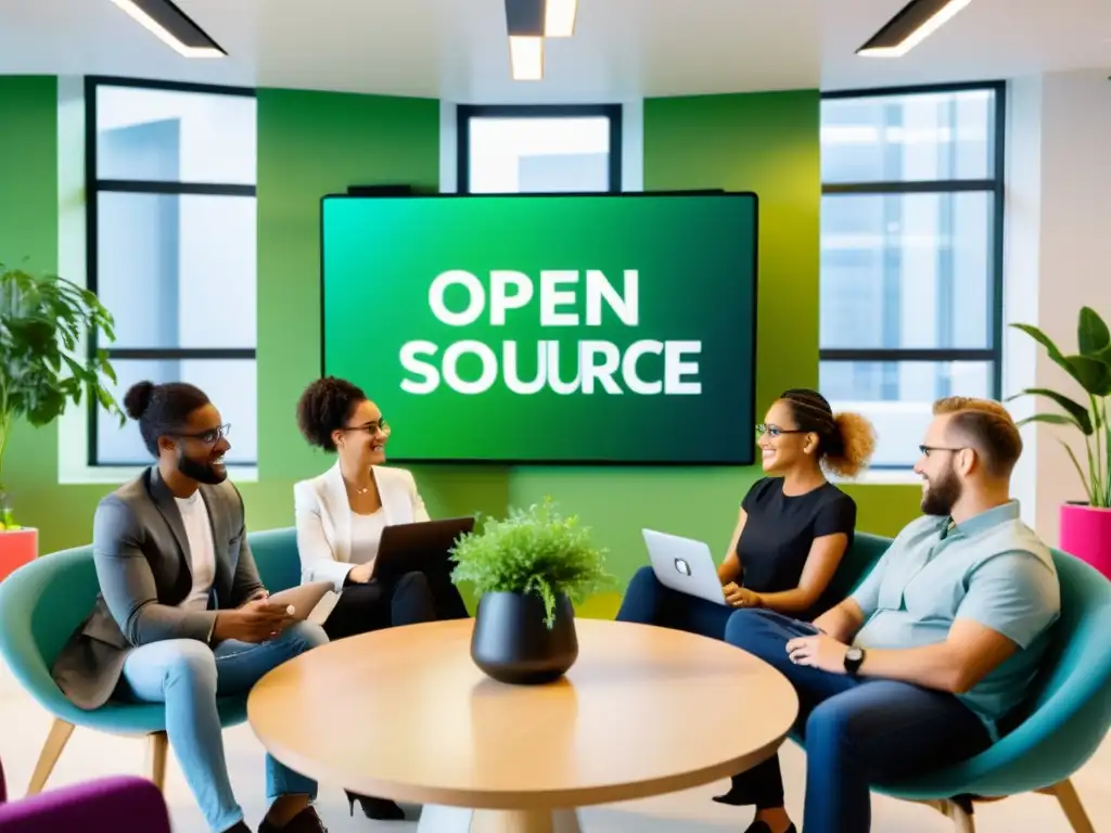 Profesionales colaborando en proyectos open source